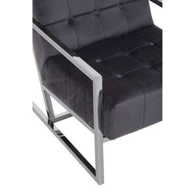 Hana Grey Velvet Chair with Stainless Steel Frame
