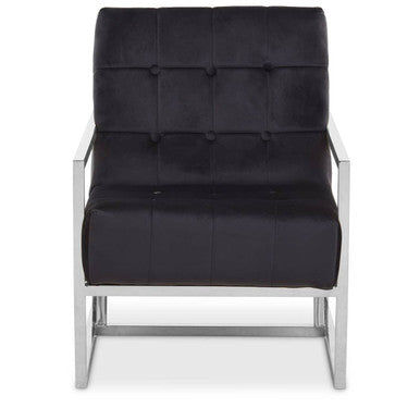 Hana Black Velvet Chair with Stainless Steel Frame