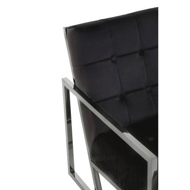 Hana Black Velvet Chair with Stainless Steel Frame