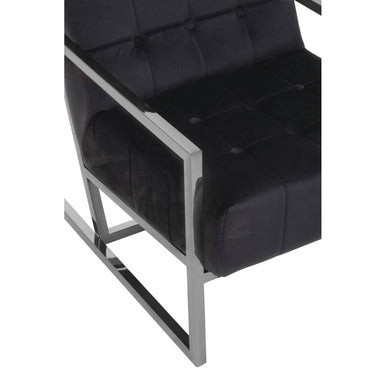 Hana Black Velvet Chair with Stainless Steel Frame