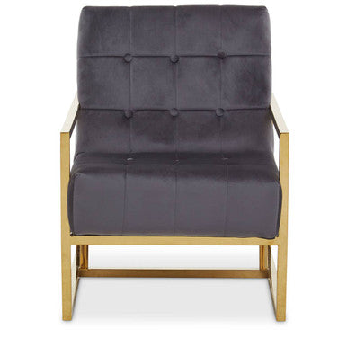 Hana Grey Velvet Chair With Gold Frame