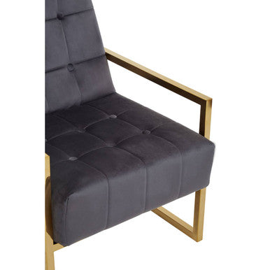 Hana Grey Velvet Chair With Gold Frame