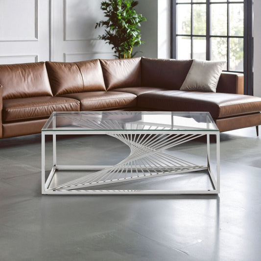 Amella Coffee Table With Silver Finish Frame