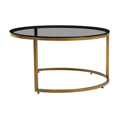 Alana Set of 2 Gold and Black Round Nesting Coffee Tables