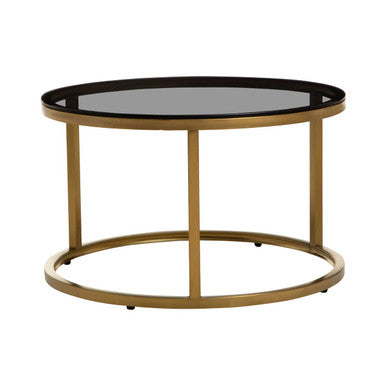 Alana Set of 2 Gold and Black Round Nesting Coffee Tables
