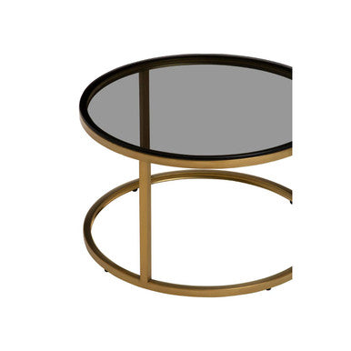 Alana Set of 2 Gold and Black Round Nesting Coffee Tables