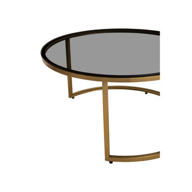 Alana Set of 2 Gold and Black Round Nesting Coffee Tables