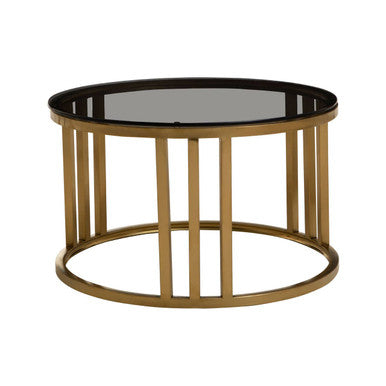 Alana Set of 2 Gold Base and Glass Top Round Nesting Coffee Tables