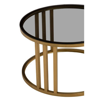 Alana Set of 2 Gold Base and Glass Top Round Nesting Coffee Tables