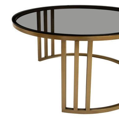 Alana Set of 2 Gold Base and Glass Top Round Nesting Coffee Tables