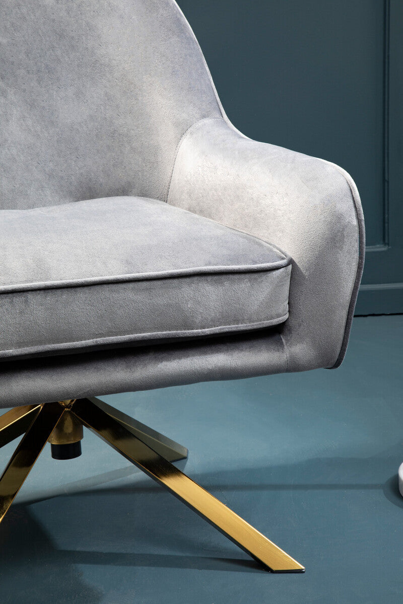 Avery Grey Velvet Swivel Chair