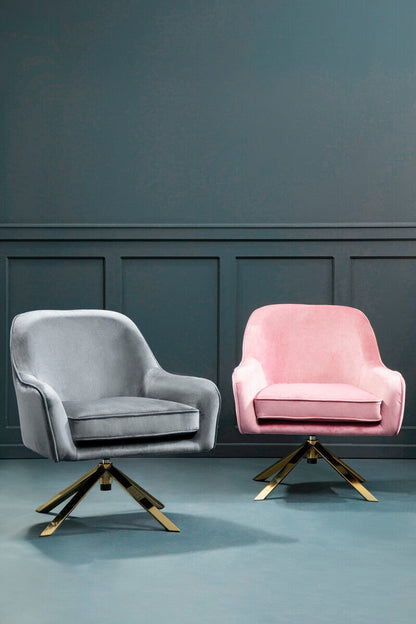 Avery Grey Velvet Swivel Chair