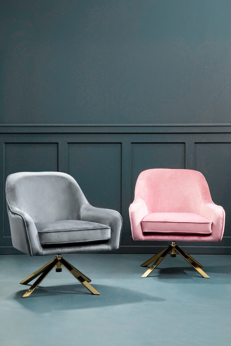 Avery Grey Velvet Swivel Chair