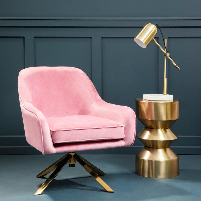 Avery Pink Velvet Swivel Chair