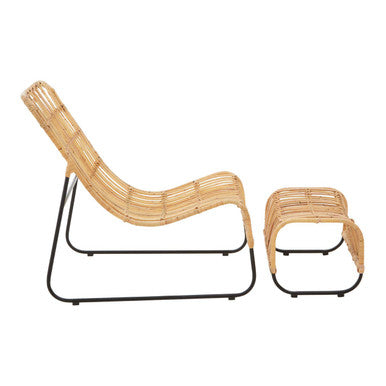 Manado Rattan Chair And Footstool Set