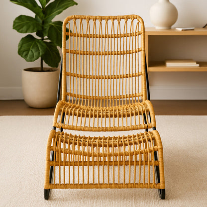 Manado Rattan Chair And Footstool Set