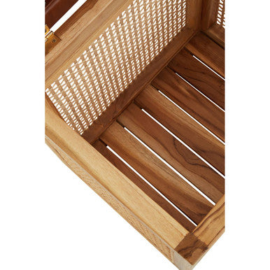 Kendari Rattan and Leather Storage Box Side Table