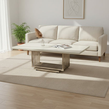 Moda White Faux Marble Coffee Table With Silver Finish Frame