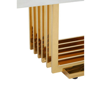 Moda Ivory White Faux Marble Coffee Table With Gold Finished Frame