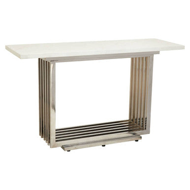 Moda White Faux Marble Console Table With Silver Finish Frame