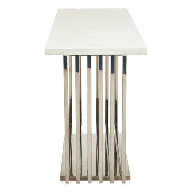 Moda White Faux Marble Console Table With Silver Finish Frame