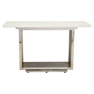Moda White Faux Marble Console Table With Silver Finish Frame