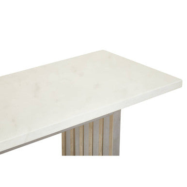 Moda White Faux Marble Console Table With Silver Finish Frame