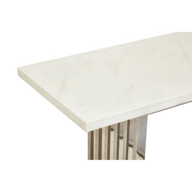 Moda White Faux Marble Console Table With Silver Finish Frame