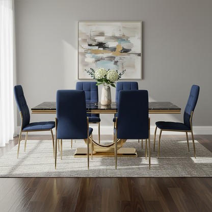 Moda Black Faux Marble Rectangular Dining Table