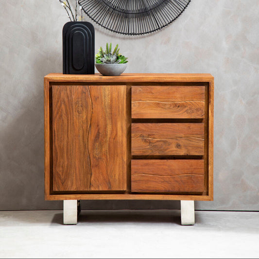 Simla Acacia Wood 1 Door and 3 Drawers Sideboard