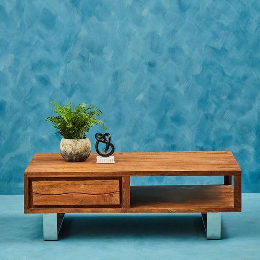 Simla Acacia Wood Coffee Table with Drawer