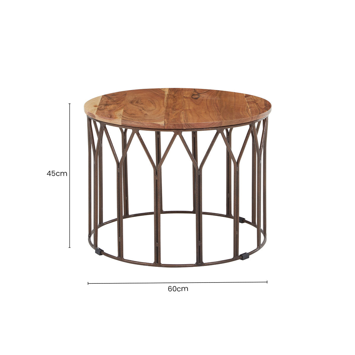Boho Acacia Wood Round Coffee Table