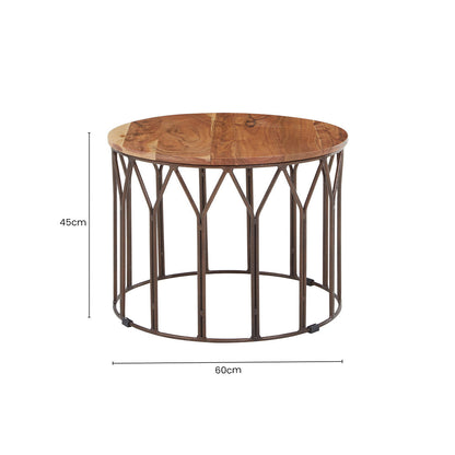Boho Acacia Wood Round Coffee Table