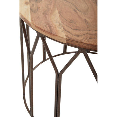 Boho Acacia Wood Round Coffee Table