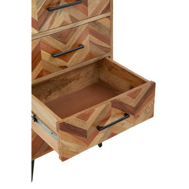 Boho Five Drawer Mango Wood Chest