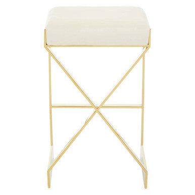 Ivory and Gold Finish Bar Stool | Azalea