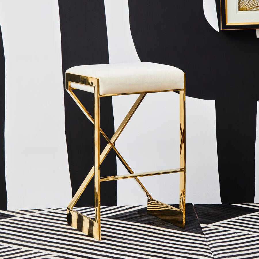 Ivory and Gold Finish Bar Stool | Azalea