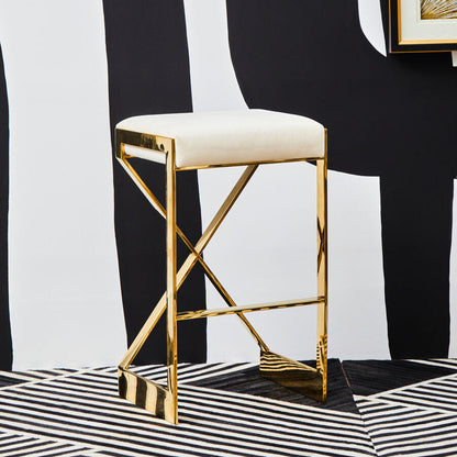 Ivory and Gold Finish Bar Stool | Azalea