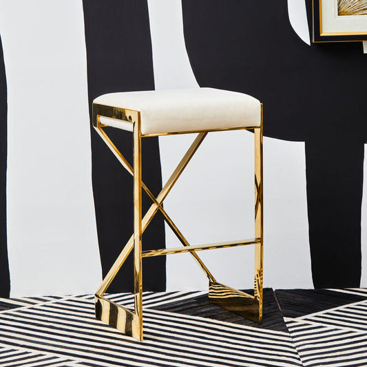Ivory and Gold Finish Bar Stool | Azalea