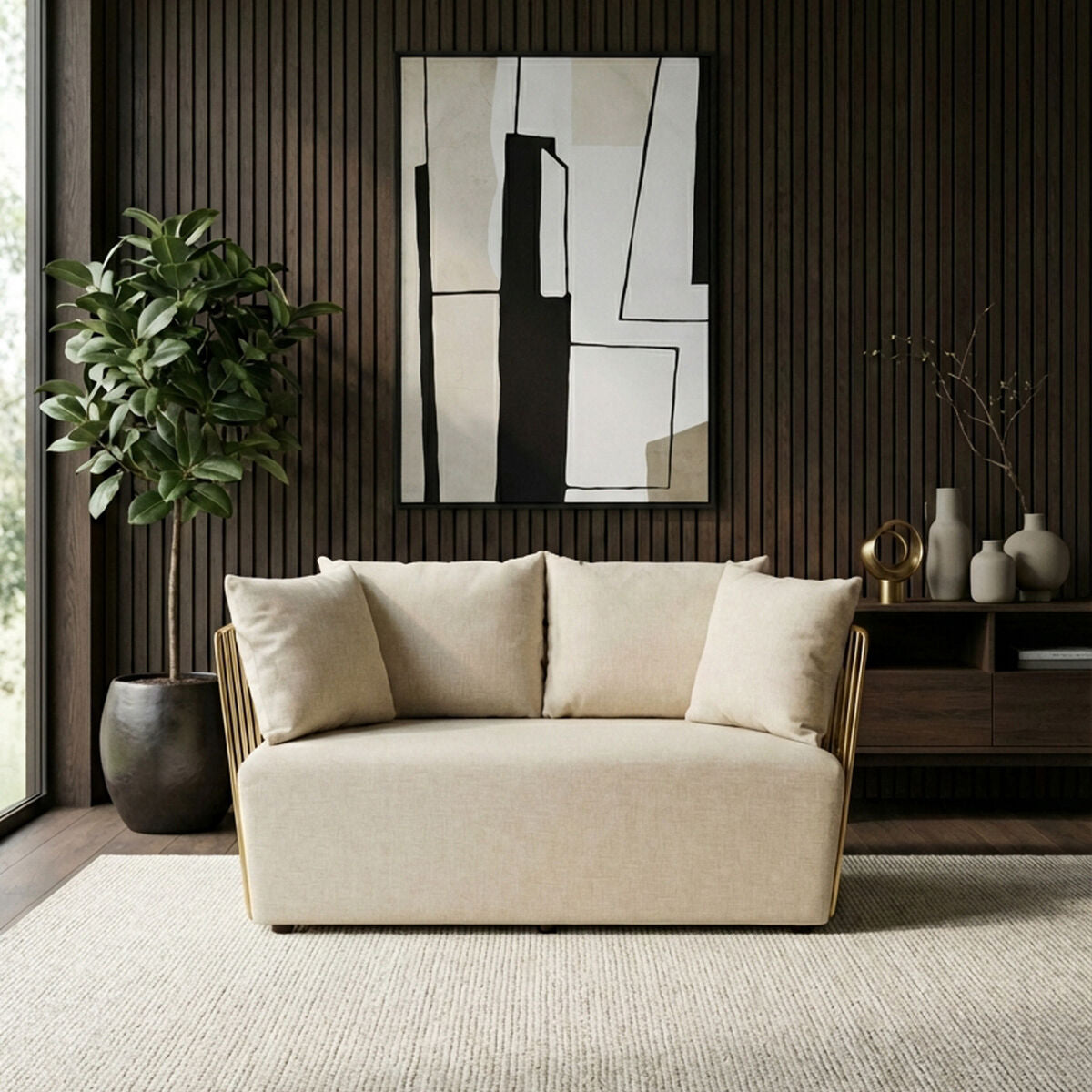 2 Seater Natural Fabric Sofa | Azalea