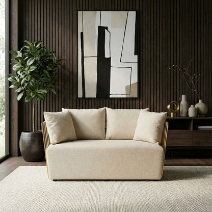 2 Seater Natural Fabric Sofa | Azalea