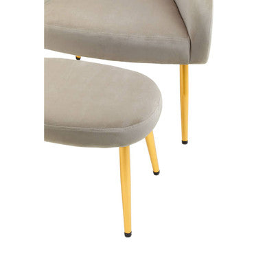 Yasmeen Mink Velvet Chair And Footstool