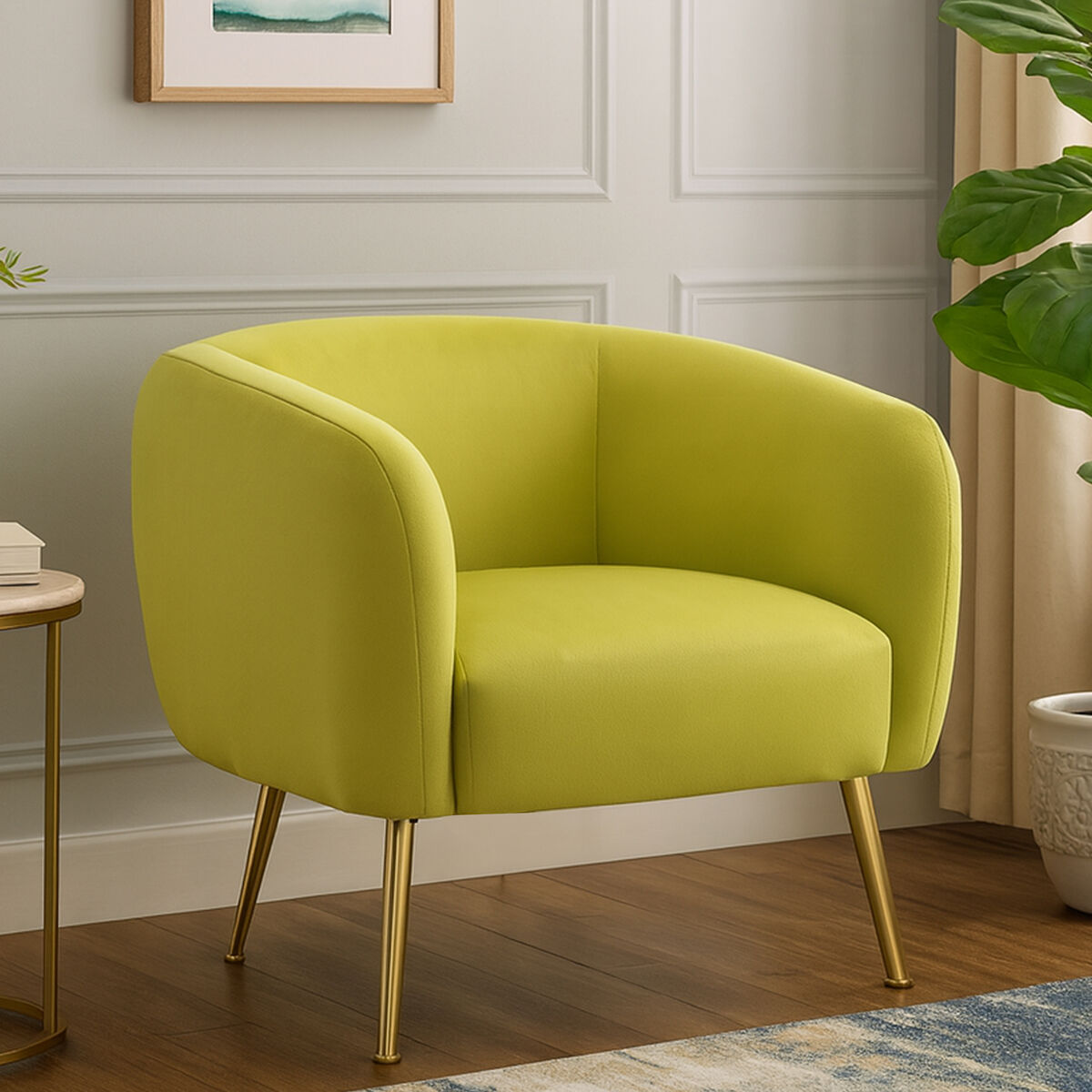 Yasmeen Olive Velvet Armchair