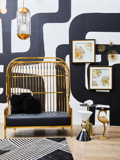 Eliza Gold Dome Cage Two Seat Sofa