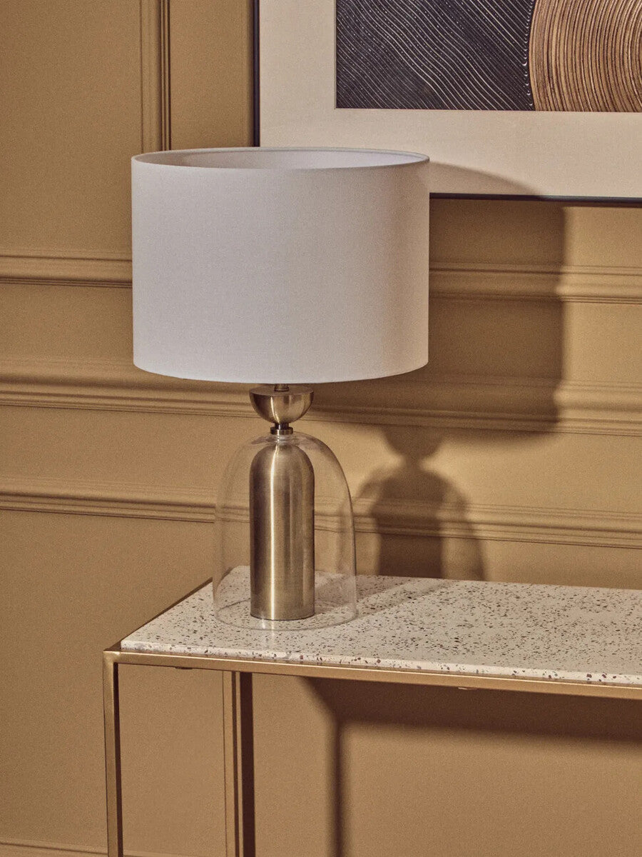 Gold Finish Metal Console Table with White Marble Rectangular Top | Templar