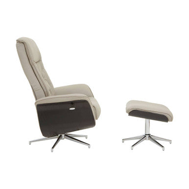 Warrington Mink Leather Effect Recliner And Footstool