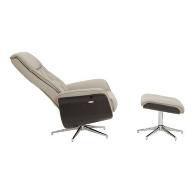 Warrington Mink Leather Effect Recliner And Footstool
