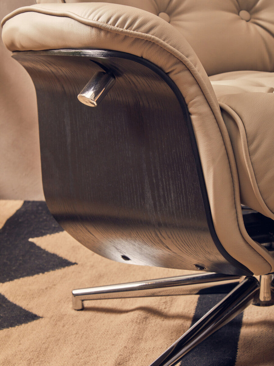 Warrington Mink Leather Effect Recliner And Footstool