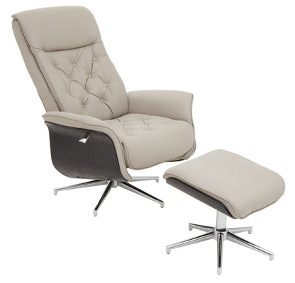 Warrington Mink Leather Effect Recliner And Footstool