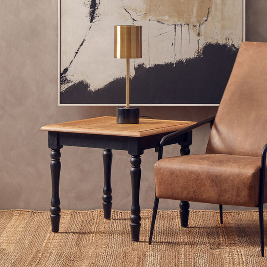 Kensington Townhouse Antique Grey Oak Wood Top Side Table